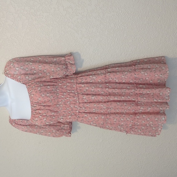 Trixxi pink puff sleeve on off shoulder tiered floral mini dress - Picture 2 of 10